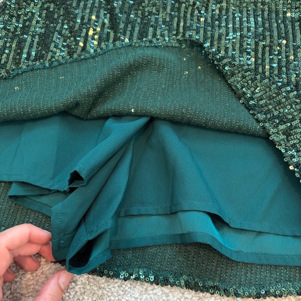 Show Me Your Mumu All Night Skort Womens S Green Sequin Party Club Holiday - Picture 5 of 7